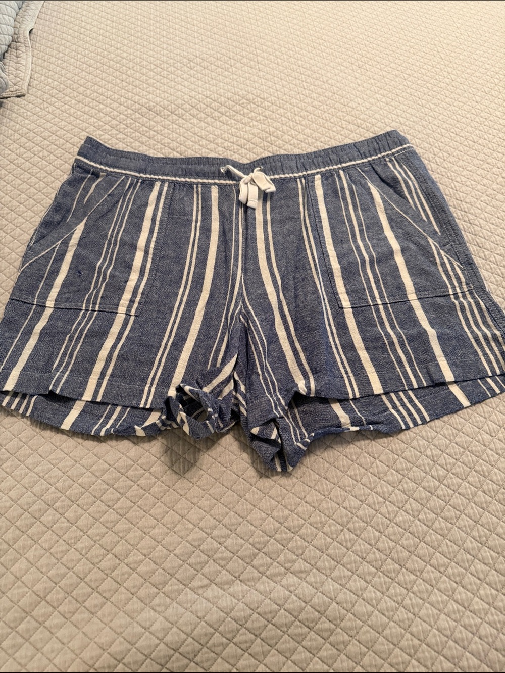 Nautica Navy and White Striped Women’s Drawstring Shorts